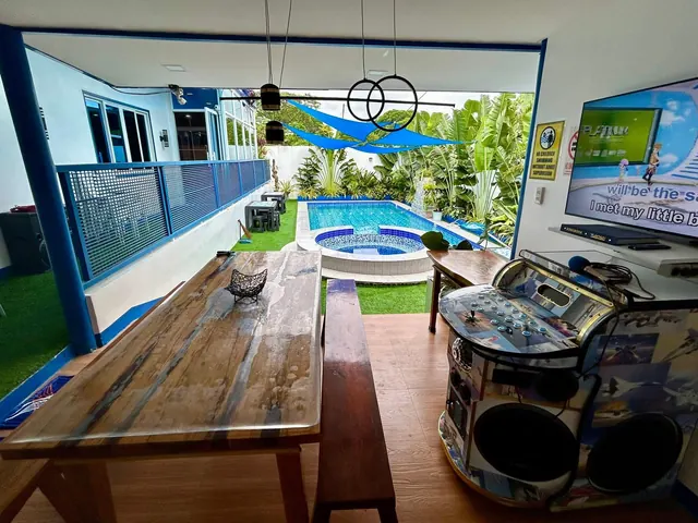 Videoke lounge facing the pool