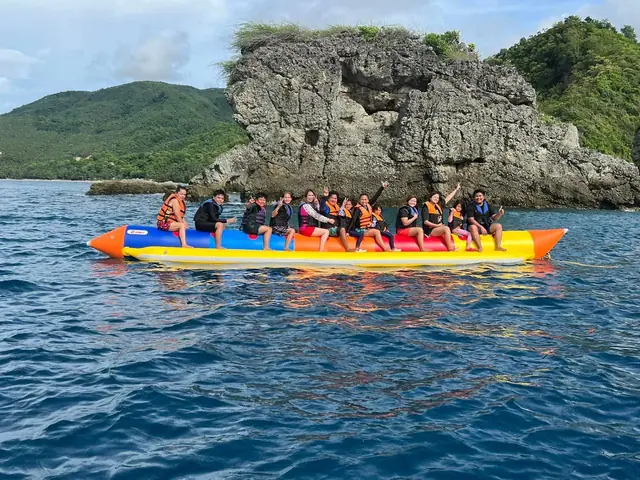 Banana boat near the rock formation