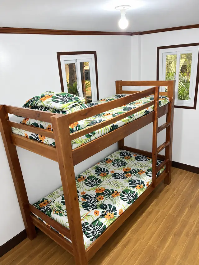 Family room bunk beds by the window