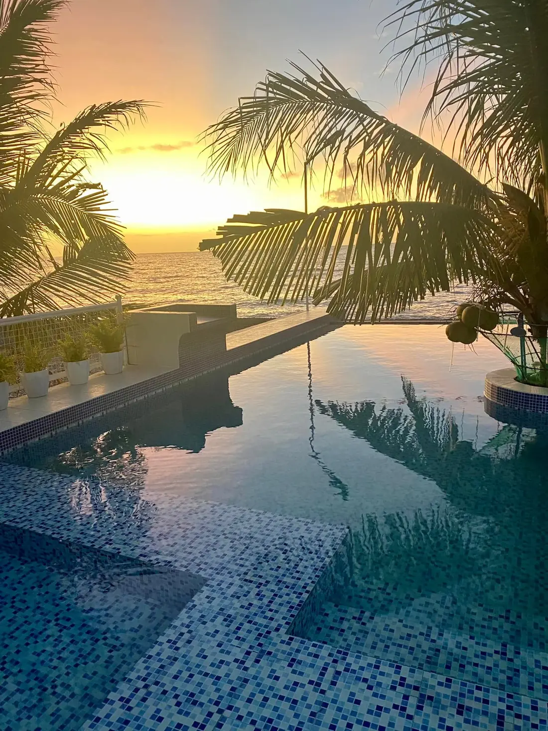 Infinity pool at sunset
